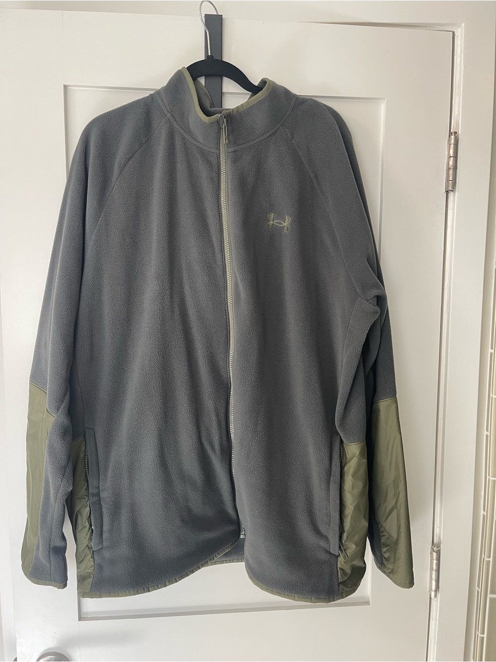 Under Armour Gray Fleece Full-Zip Jacket with Olive Accents